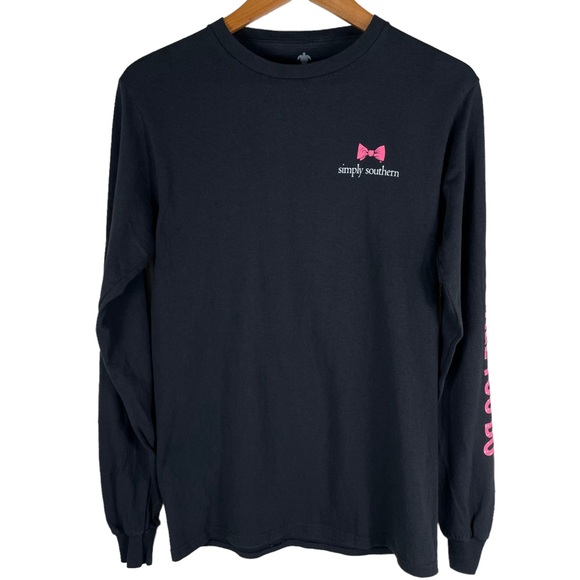 Simply Southern Collection Black Long Sleeve 100% Cotton T Shirt w/Turtle Small - Picture 1 of 8